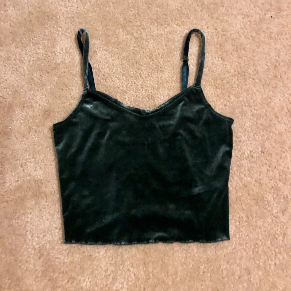 A&F Cropped Green Velvet Tank Top